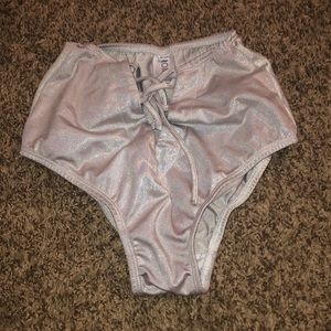 RAVE HIGH WAISTED SILVER HOLOGRAPHIC BOTTOMS